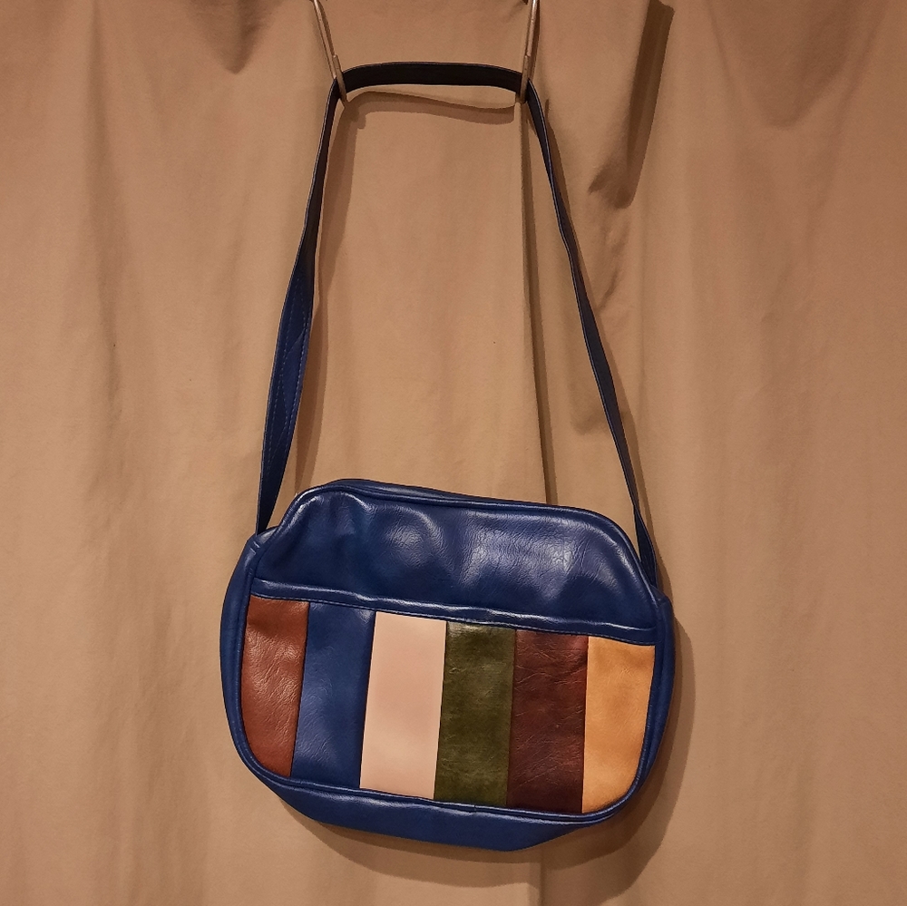 Vintage Vinyl Patchwork Stripes Bag - image 2